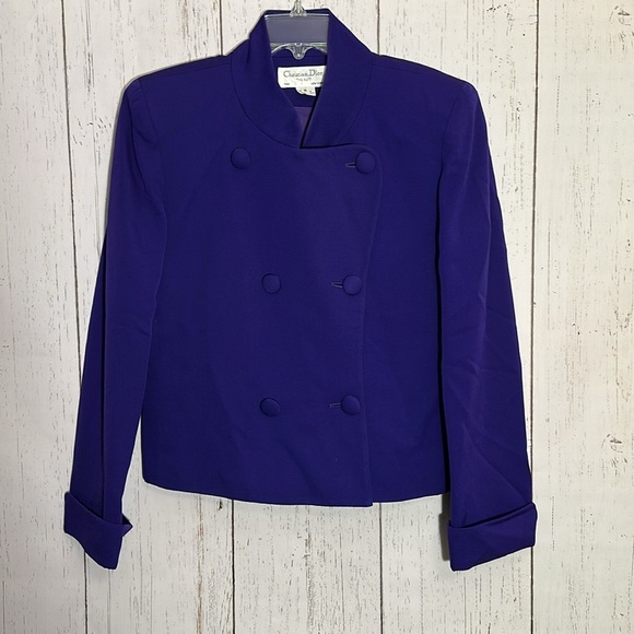 Christian Dior 100% Wool Purple Buttoned Blazer - Picture 1 of 4